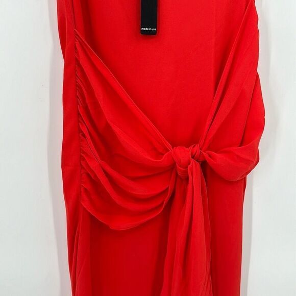 Krisa Womens One Shoulder Bias Midi Dress Red Medium NWT - Picture 7 of 10